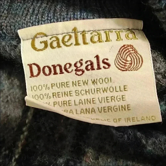 Gaeltarra Donegals Wool Sweater Jacket Gray Men's Large/40 Plaid Button Front - Picture 5 of 5